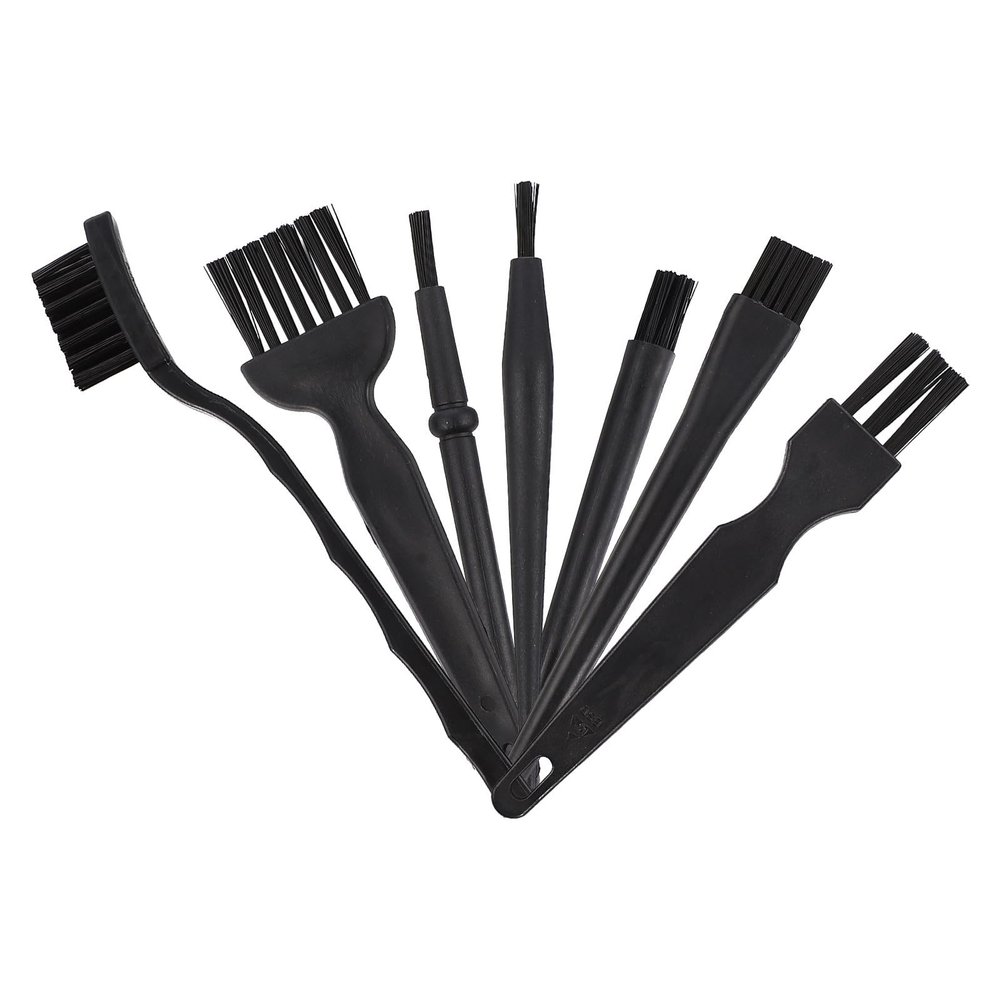 Portable Antistatic Keyboard Cleaning Brushes, 7-Piece Set, Black
