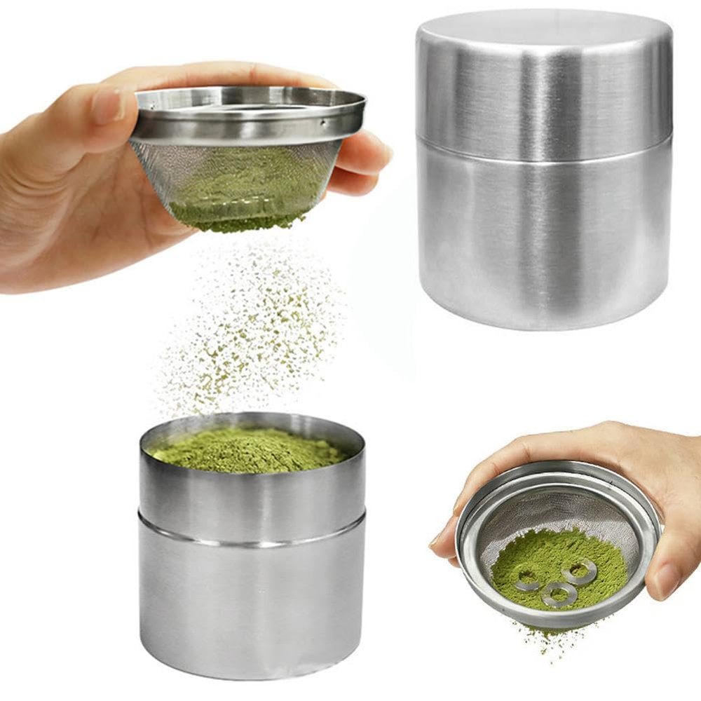 Stainless Steel Matcha Sifter & Storage Tin Set, 40-Mesh