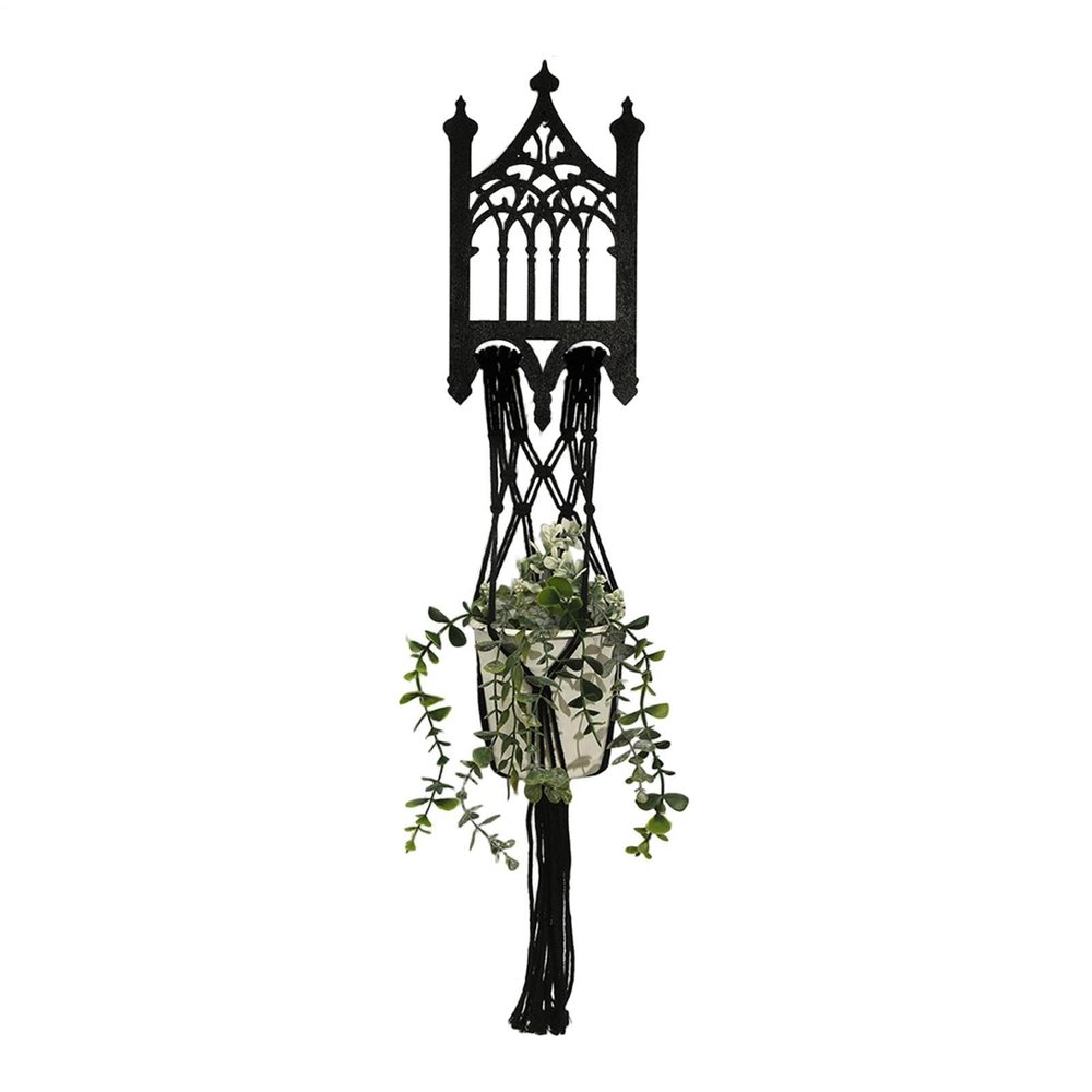 Macrame Plant Hanger - Boho Wooden Wall Holder