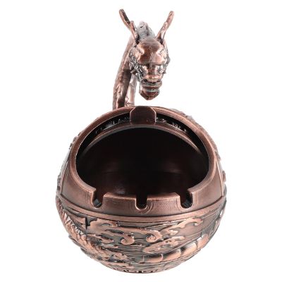 BESTOYARD Vintage Copper Ashtray with Lid, Windproof Design, Deep Slots and Wide Rim