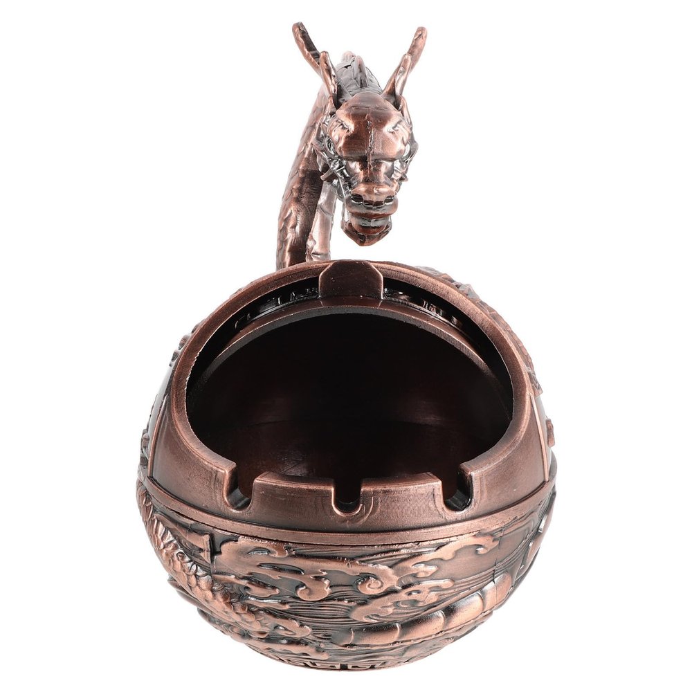 BESTOYARD Vintage Copper Ashtray with Lid, Windproof Design, Deep Slots and Wide Rim