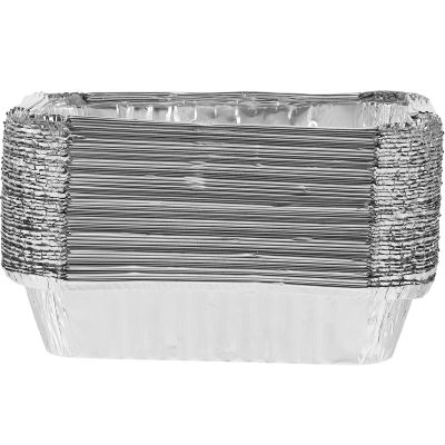 TOVINANNA Reusable Aluminum Foil Food Containers, 50-Piece Set, Silver