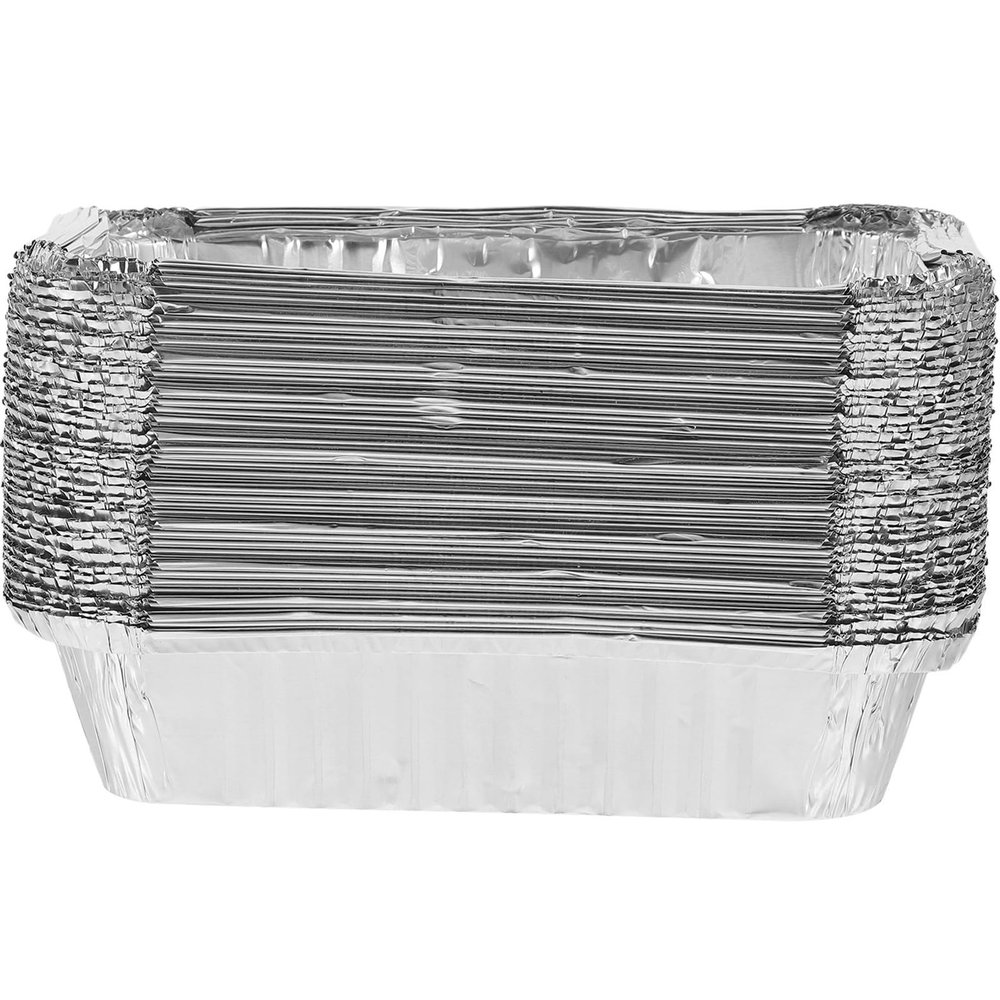 TOVINANNA Reusable Aluminum Foil Food Containers, 50-Piece Set, Silver