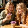 Pasbuteiy Silicone Coffee Cup Lids - 3 Pack Sunflower Design view 2