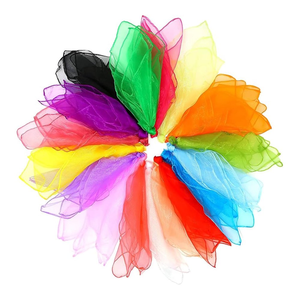 TINA.WIN 24 Juggling Scarves, 60 x 60 cm, Chiffon, 19 Colors