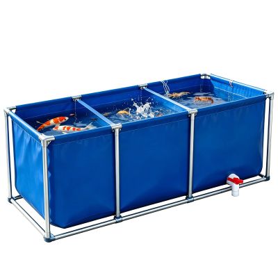 JINGSHIQIAOPL Foldable PVC Fish Pond with Galvanized Steel Frame, Drain Valve Included, 300 x 200 x 50 cm