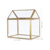 Uonlytech Small House-Shaped Glass Greenhouse with Geometric Metal Frame for Indoor and Decorative Plants view 2