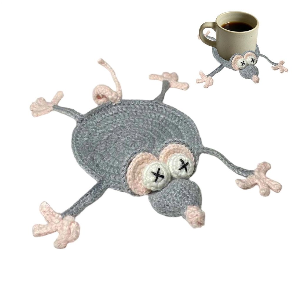 Cute Desk Coasters | Fun 3D Knitted Protection Decor | Turtle Coaster Mat