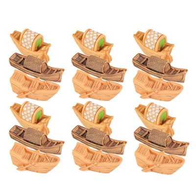 Uonlytech 18-Piece Miniature Resin Fishing Boat Models