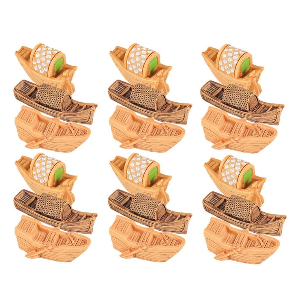 Uonlytech 18-Piece Miniature Resin Fishing Boat Models