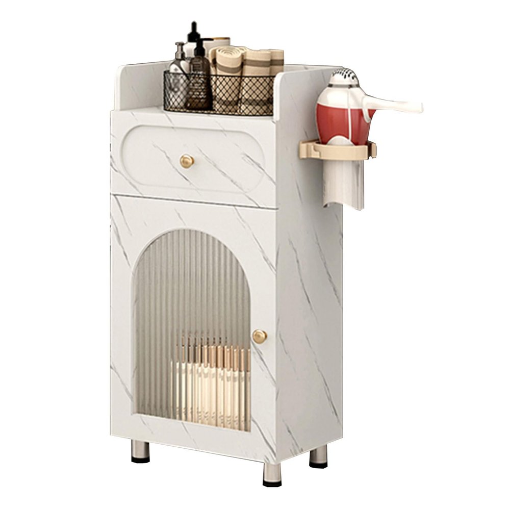 ZYJIX Hair Salon Tool Cabinet, White Marble + White