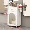 ZYJIX Hair Salon Tool Cabinet, White Marble + White view 3
