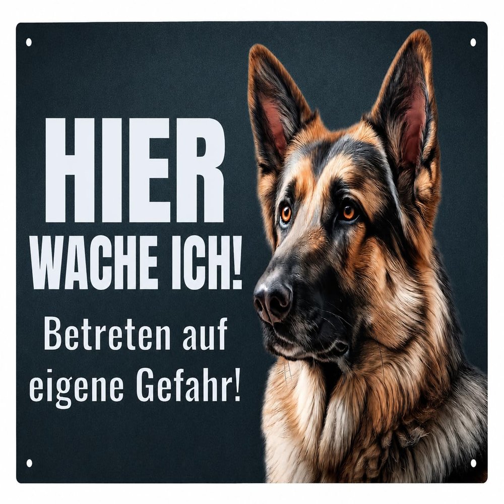 Premium German Shepherd Warning Sign “I’m Watching!” – Weatherproof Aluminum Composite, 22.5 × 15 cm