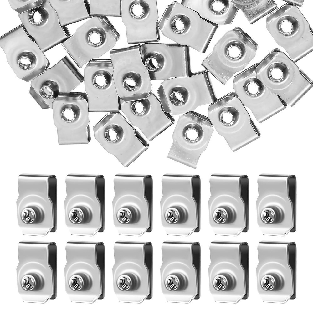 INOOMP Stainless Steel M4 Clip Nuts, 40-Pack, U-Shaped Fasteners for Metal Panels and Automotive Bodywork