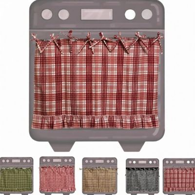 GANCEI Handmade 100% Cotton Oven Skirt with Bow Ties, 54.3 x 76.2 cm, Stove Cover for Concealing Clutter, Green (Pink)