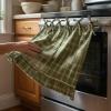 GANCEI Handmade 100% Cotton Oven Skirt with Bow Ties, 54.3 x 76.2 cm, Stove Cover for Concealing Clutter, Green (Pink) view 2