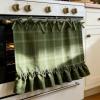 GANCEI Handmade 100% Cotton Oven Skirt with Bow Ties, 54.3 x 76.2 cm, Stove Cover for Concealing Clutter, Green (Pink) view 3