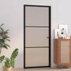 Interior Door 93 x 201.5 cm with Aluminum Frame and Black Matte Glass view 2
