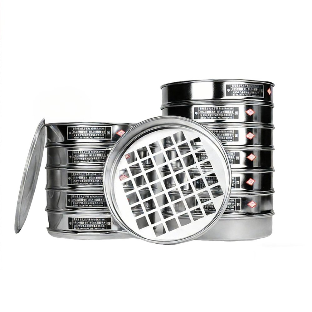 Labor Gravel Test Sieve, 30 cm Diameter, Stainless Steel, with Pan and Lid