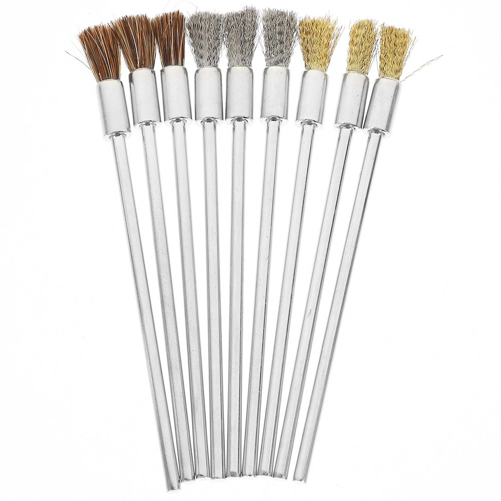 Round Wire Brush Drill Attachments, 1 Set, Stainless Steel and Copper