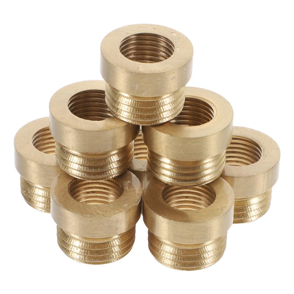 Zerodeko Reducing Fitting, 8-Piece M10 Thread Adapters, Copper-Plated Metal, for Lamp Socket Installation and Repair