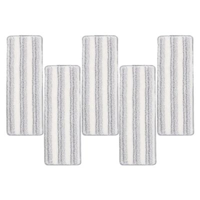 STOBAZA 5 Reusable Microfiber Floor Mop Heads with Self-Adhesive Design and Stylish Stripe Pattern, Washable Replacement Pads for Wet and Dry Cleaning at Home