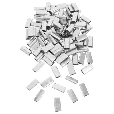 Healeved 16 mm Galvanized Iron Packaging Band Clips, Silver
