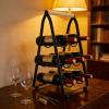 Funien Folding 3-Tier Tabletop Wine Rack, Iron and Wood view 4