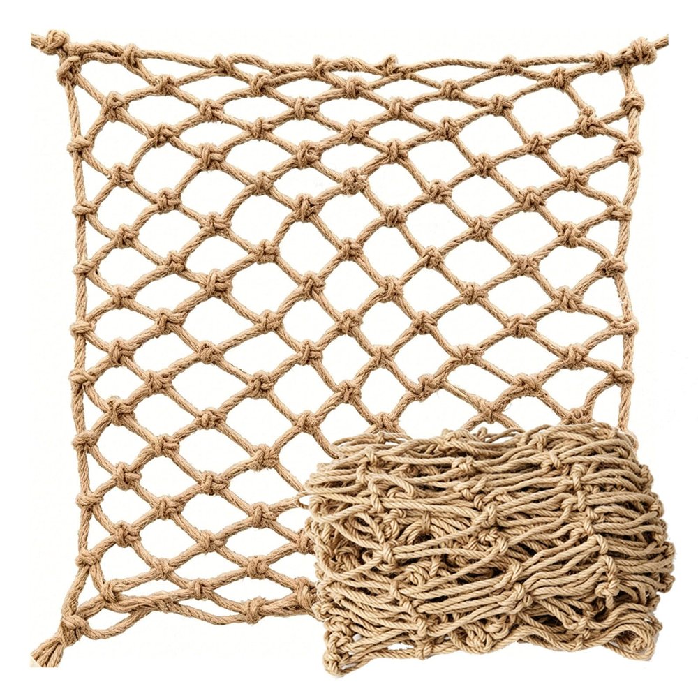 Natural Jute Rope Safety Net for Children, 4 m x 6 m, Jute