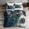 4 Seasons Duvet 200 x 220 cm with 80 x 80 cm Pillowcases, Luxury Peacock Feather Paisley Mandala Microfiber All-Season Quilt, Breathable, Lightweight, Washable, White view 1