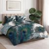 4 Seasons Duvet 200 x 220 cm with 80 x 80 cm Pillowcases, Luxury Peacock Feather Paisley Mandala Microfiber All-Season Quilt, Breathable, Lightweight, Washable, White view 2