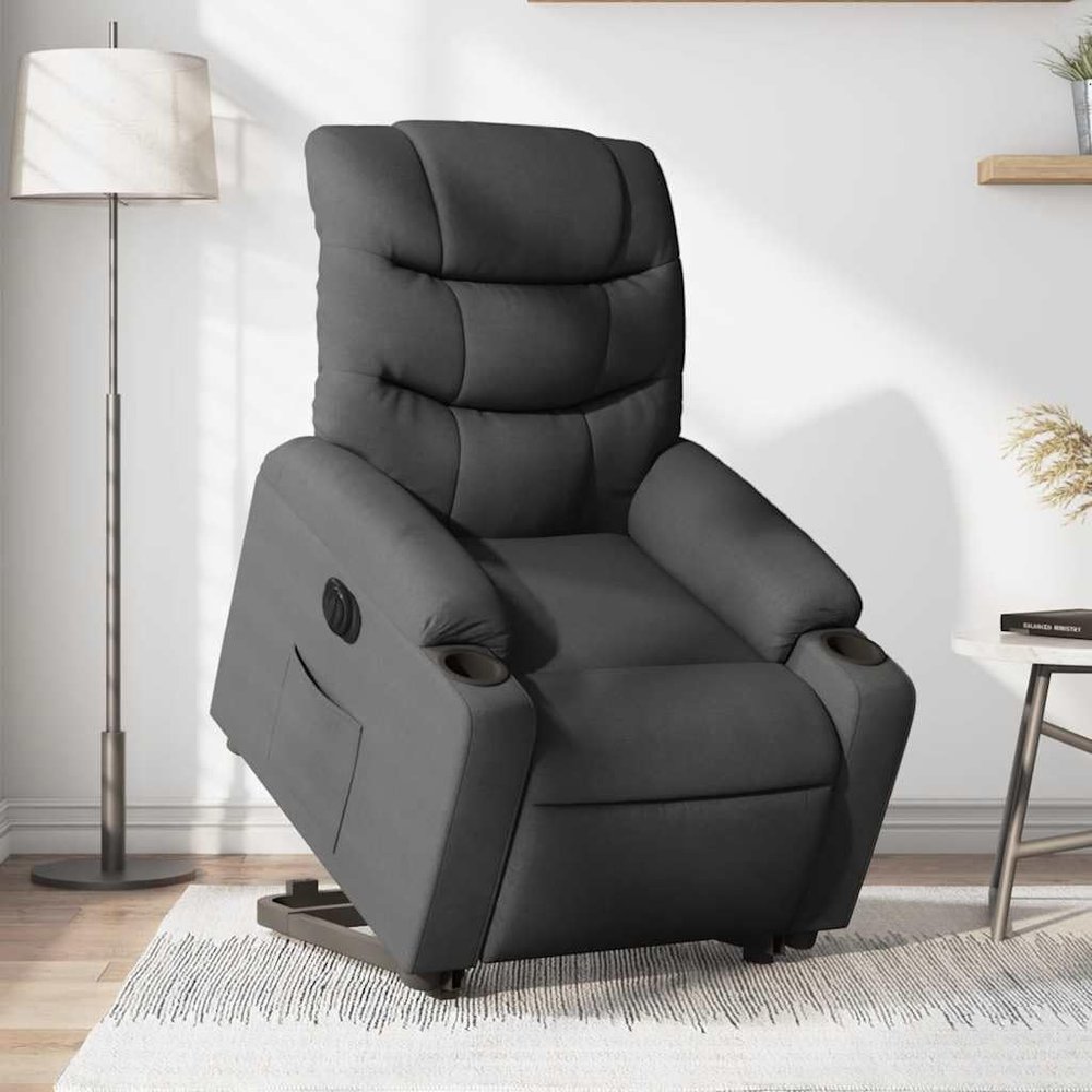 Cartvyn Electric Lift Recliner, Dark Gray Fabric