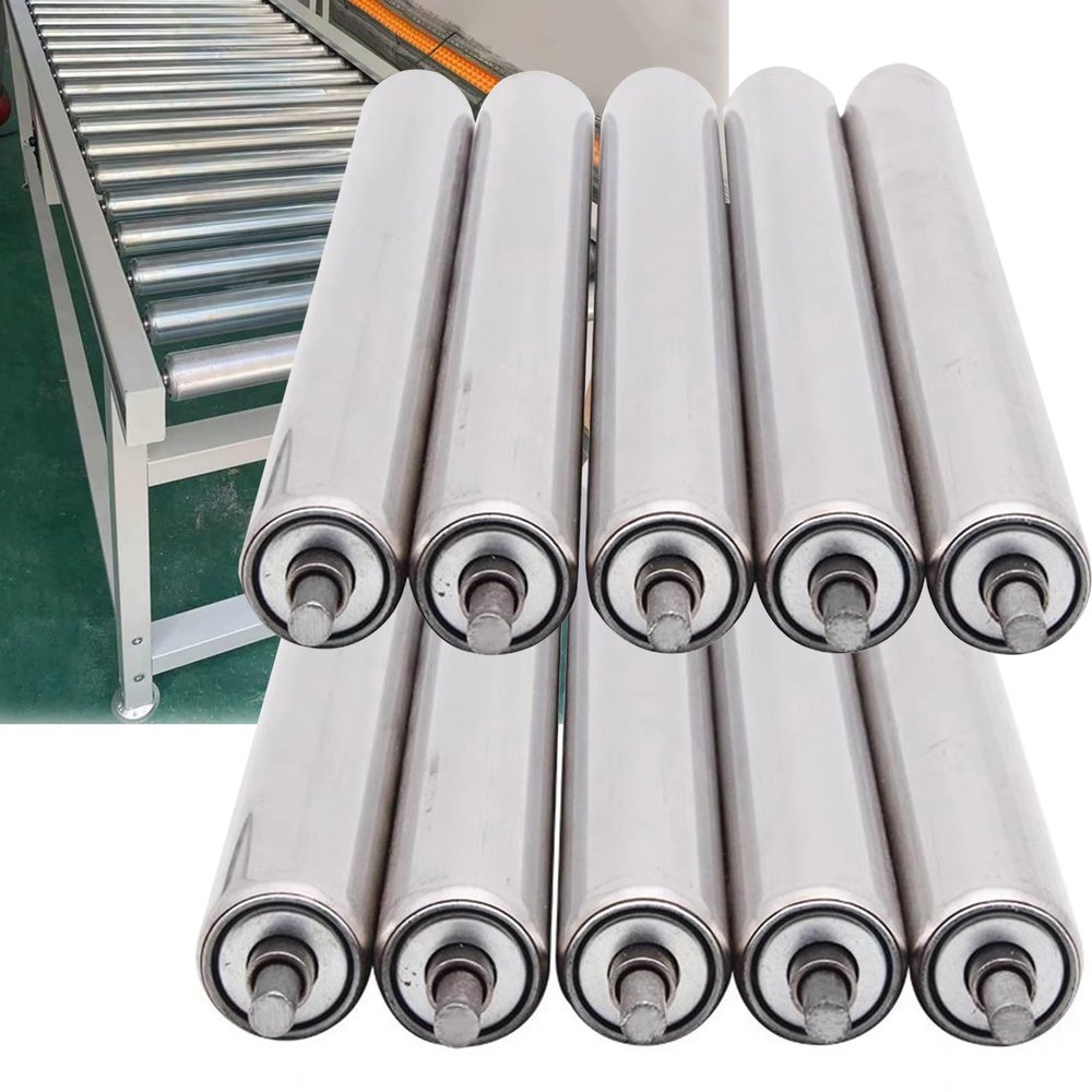 Heavy-Duty Stainless Steel Conveyor Rollers, 3.8 cm Diameter, 30.5 cm Length, 10-Pack
