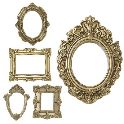 Vintage Mini Gold Picture Frames, 5PCS