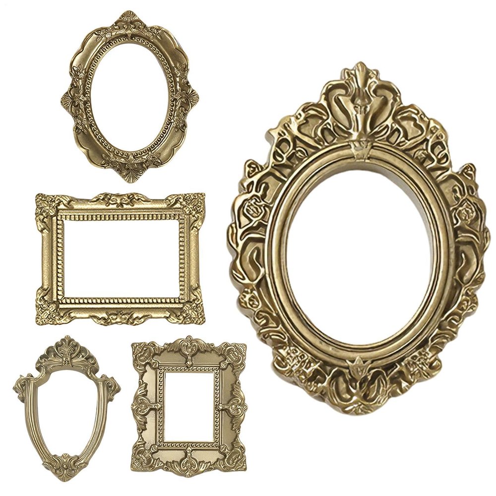 Vintage Mini Gold Picture Frames, 5PCS