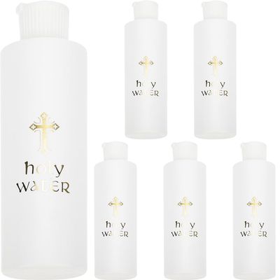 Holy Water Bottles, 6-Pack, 250 mL, Cross Pattern with Lids