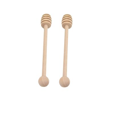 HOUDERCO 2-Piece Wooden Honey Dipper Set