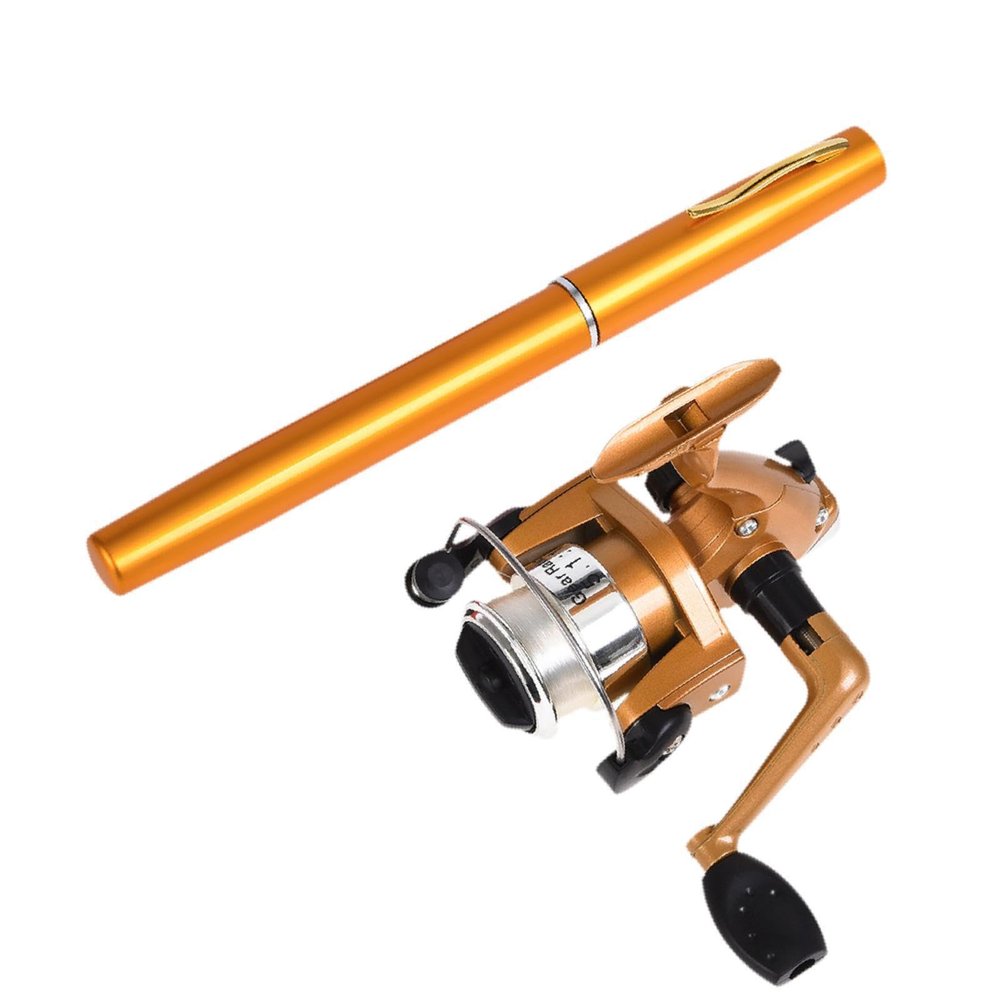 Ailan Mini Ice Fishing Rod with Reel, Gold Pen, 100 cm Extended Length