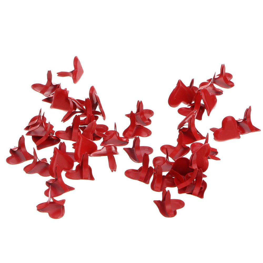 Cabilock 50 Pcs Small Heart-Shaped Brads 11mm Red for Crafting and Scrapbooking