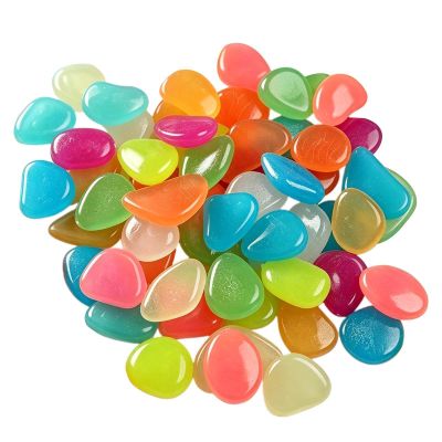 Glow-in-the-Dark Garden Stones, 30/50 Pieces, Colorful Decorative Pebbles