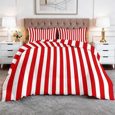 Red Plaid 4-Season Duvet 220 x 240 cm with 2 Pillowcases