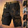 Munweiyu Men's Viking Cargo Shorts with Drawstring and Elastic Waist view 3