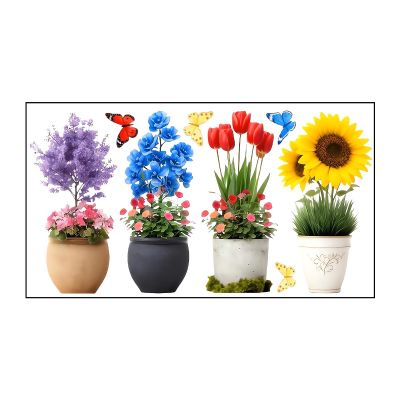 Flower Window Clings - 14.6x7.87 Inches