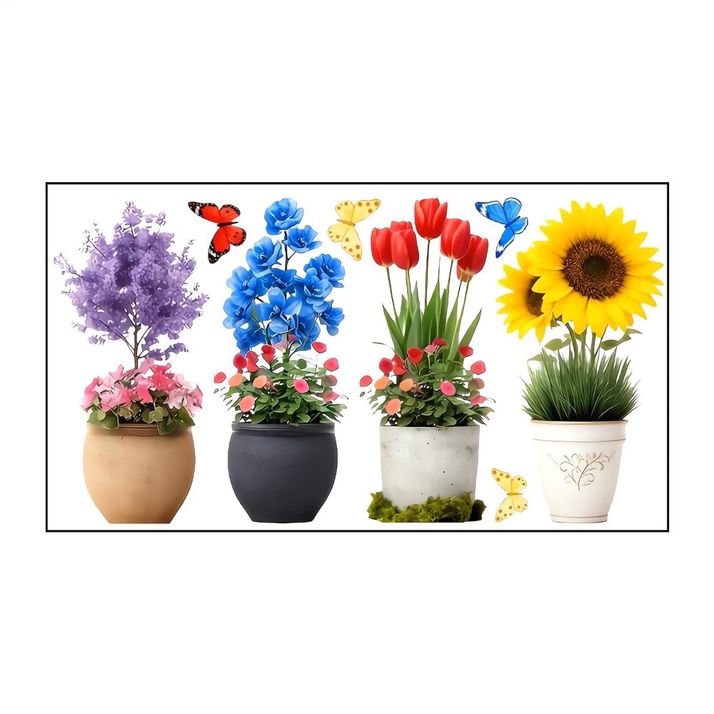Flower Window Clings - 14.6x7.87 Inches