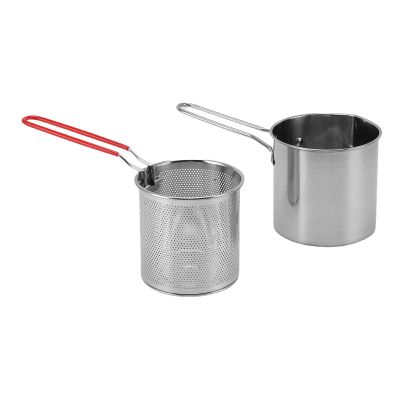 RhineCart Basics Food Oil Container, Frying Pot with Basket, Stainless Steel, 12.7 x 12 x 13.6 cm