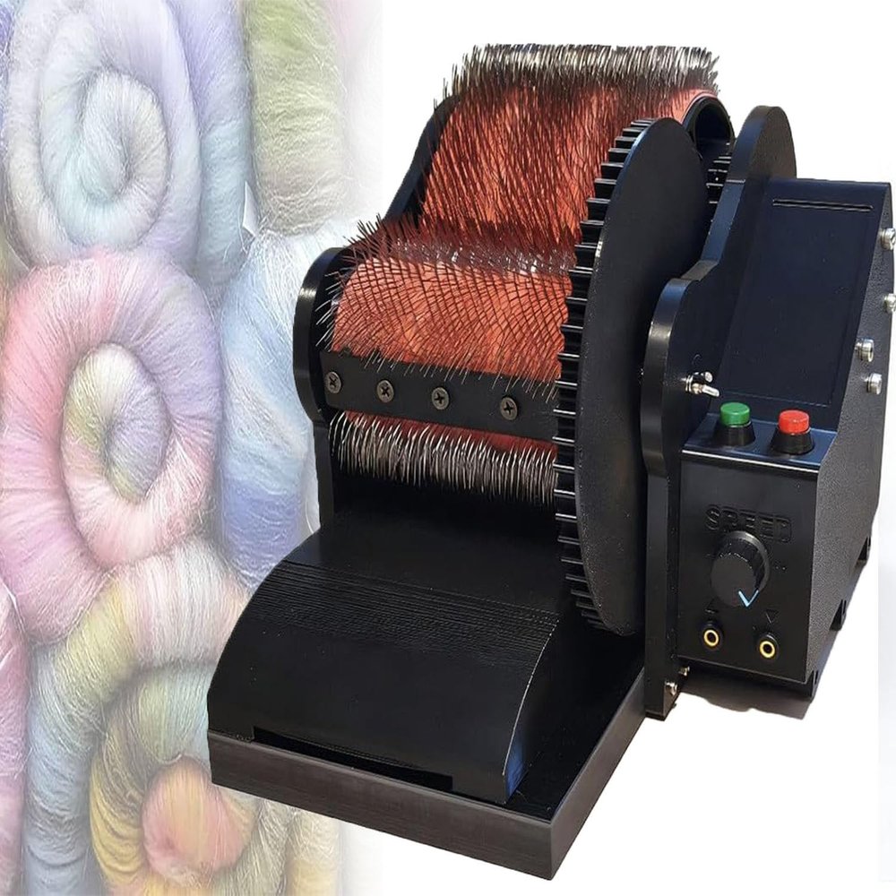 Electric Wool Drum Carder with Forward/Reverse Foot Pedals