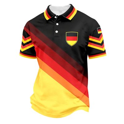 Germany 2026 World Cup Men's Polo T-Shirt, German Flag Print, Retro Fan Shirt, Burgundy, XXXL