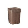 Walnut-Colored Household Trash Can with Lid view 1