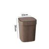 Walnut-Colored Household Trash Can with Lid view 2
