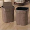 Walnut-Colored Household Trash Can with Lid view 3
